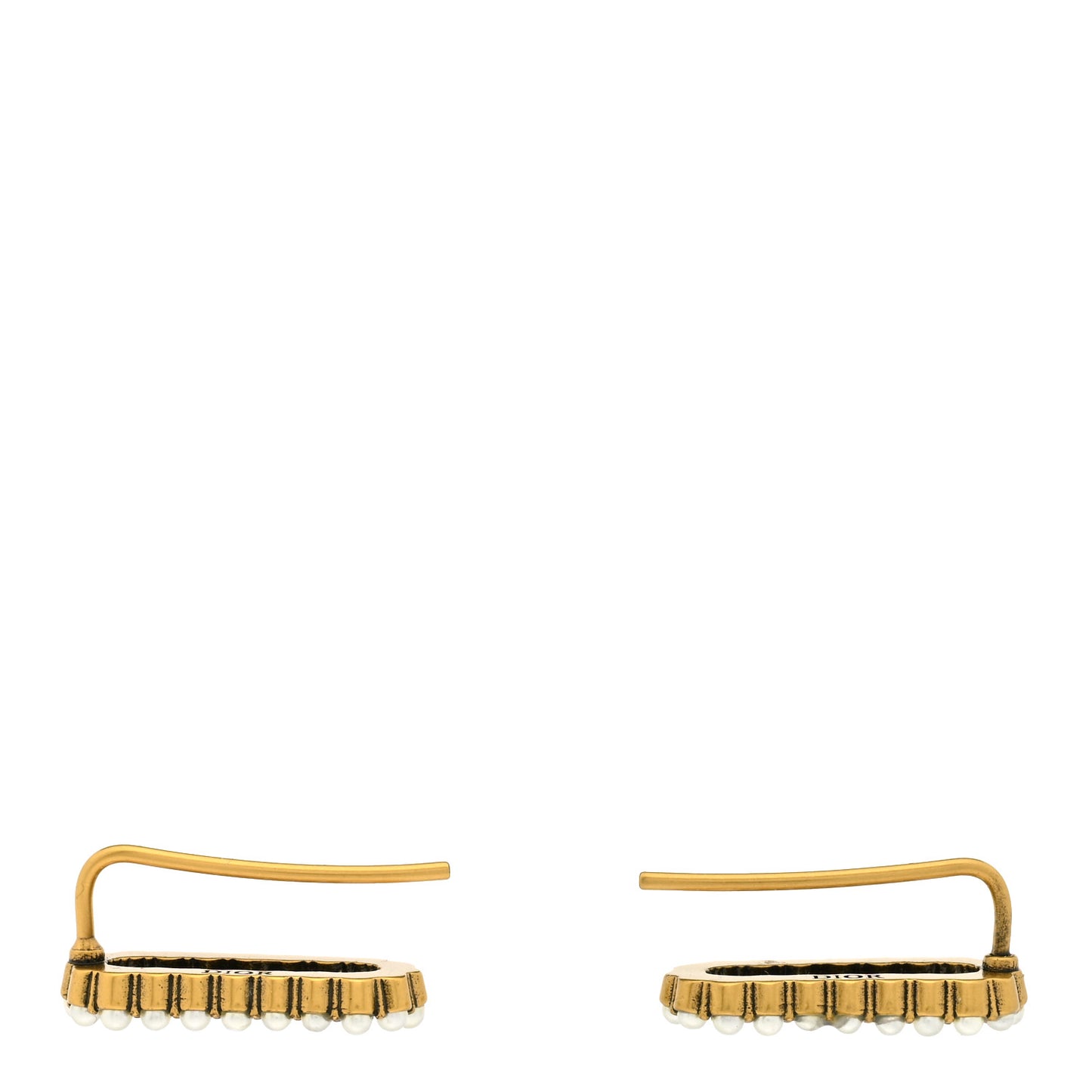 Pearl J'Adior Rectangle Earrings Antique Gold
