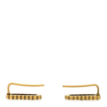 Christian Dior Pearl J'Adior Rectangle Earrings Antique Gold 2 of 3