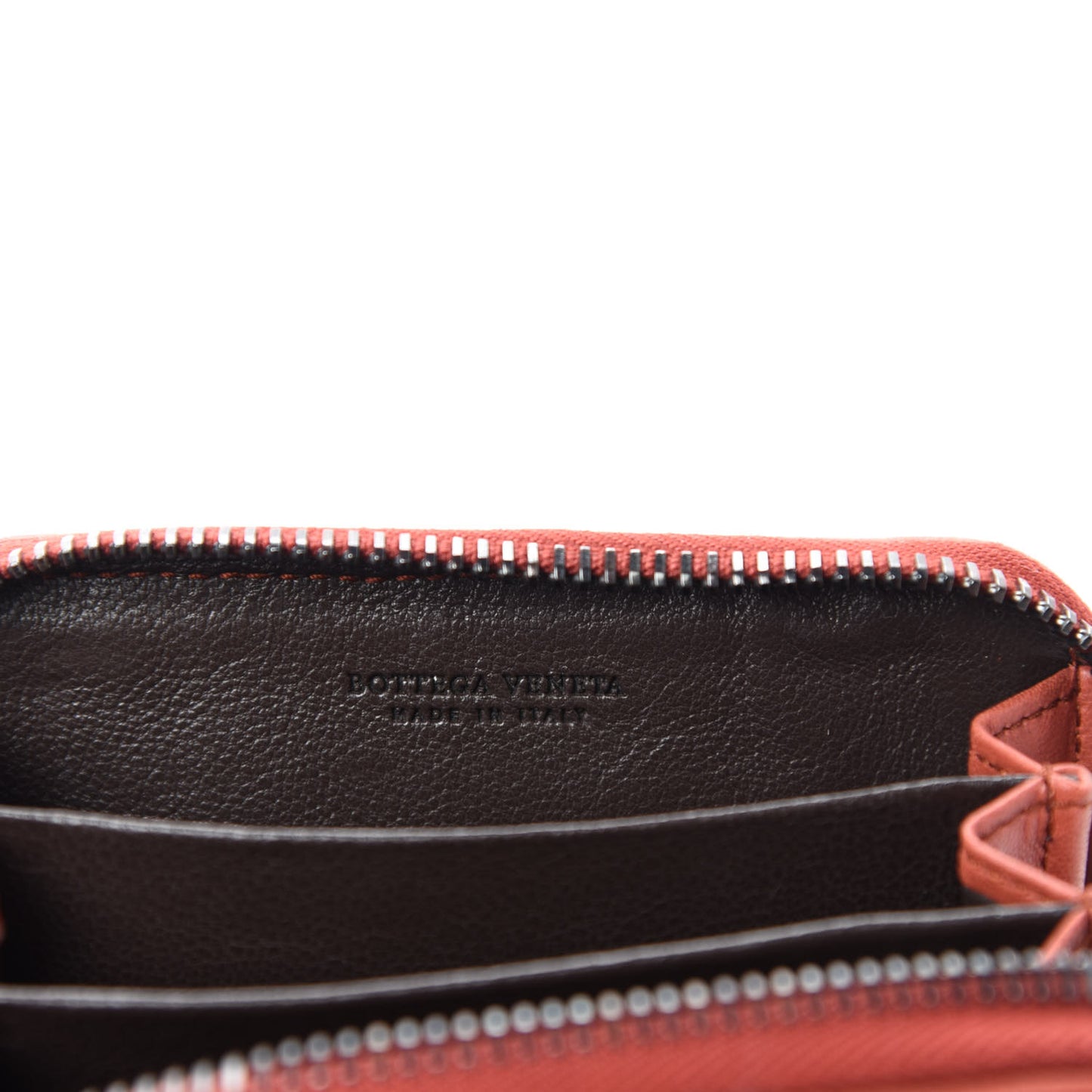Nappa Intrecciato Zip Around Coin Purse Brique