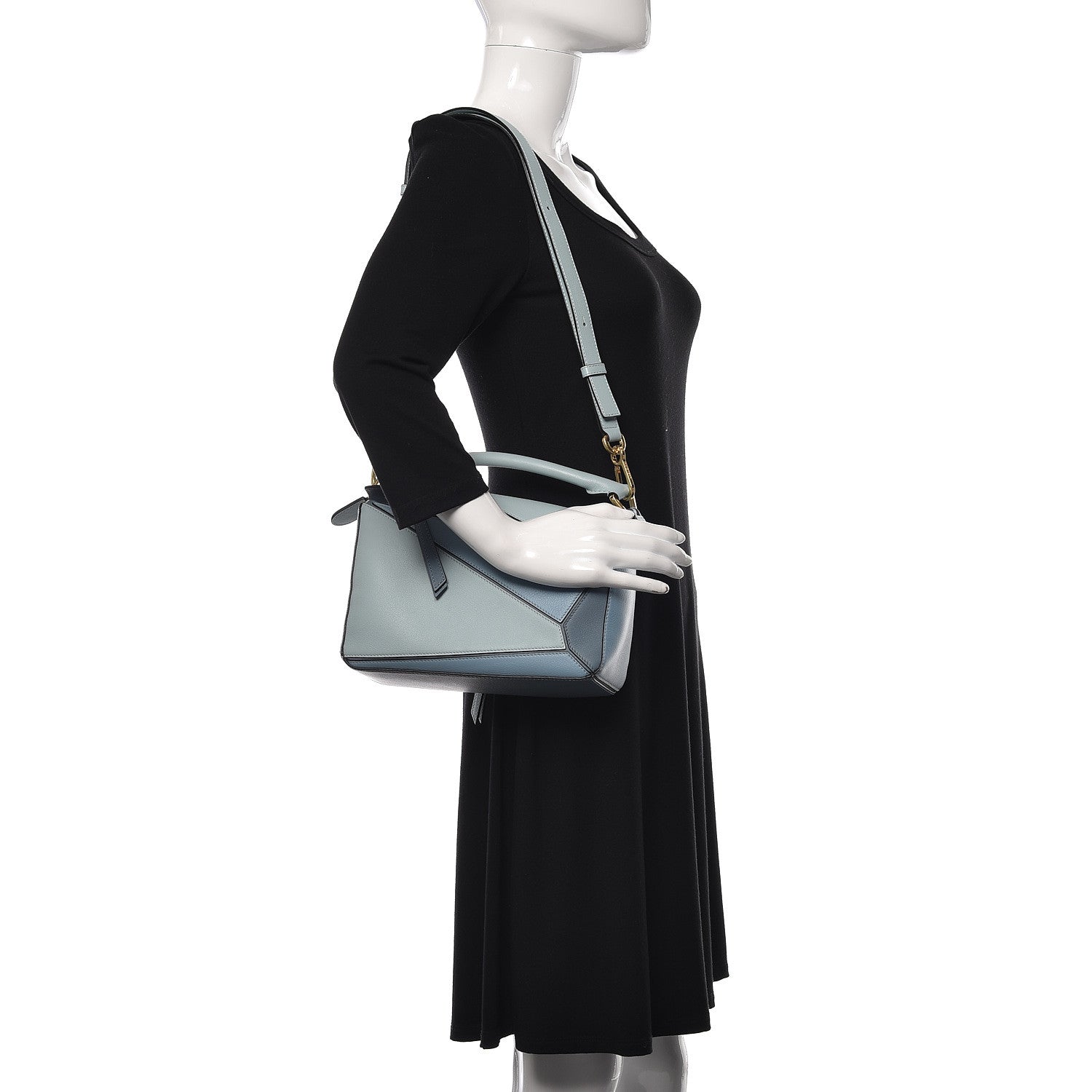 Loewe Calfskin Small Puzzle Bag Aqua Light Blue Stone Blue 2 of 11