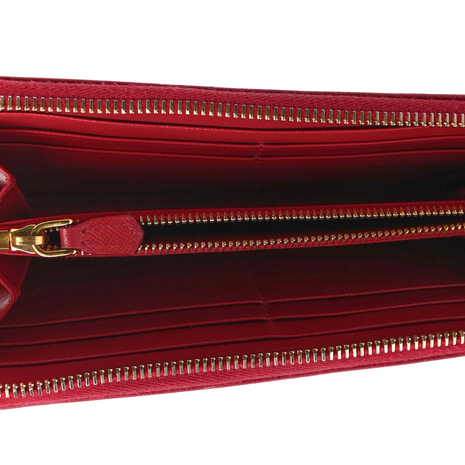 Prada Saffiano Triangle Zip Around Wallet Peonia 4 of 4