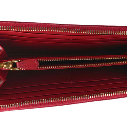 Prada Saffiano Triangle Zip Around Wallet Peonia 4 of 4