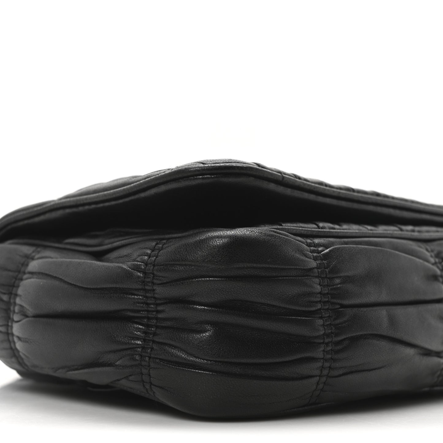 Nappa Gaufre Flap Shoulder Bag Black