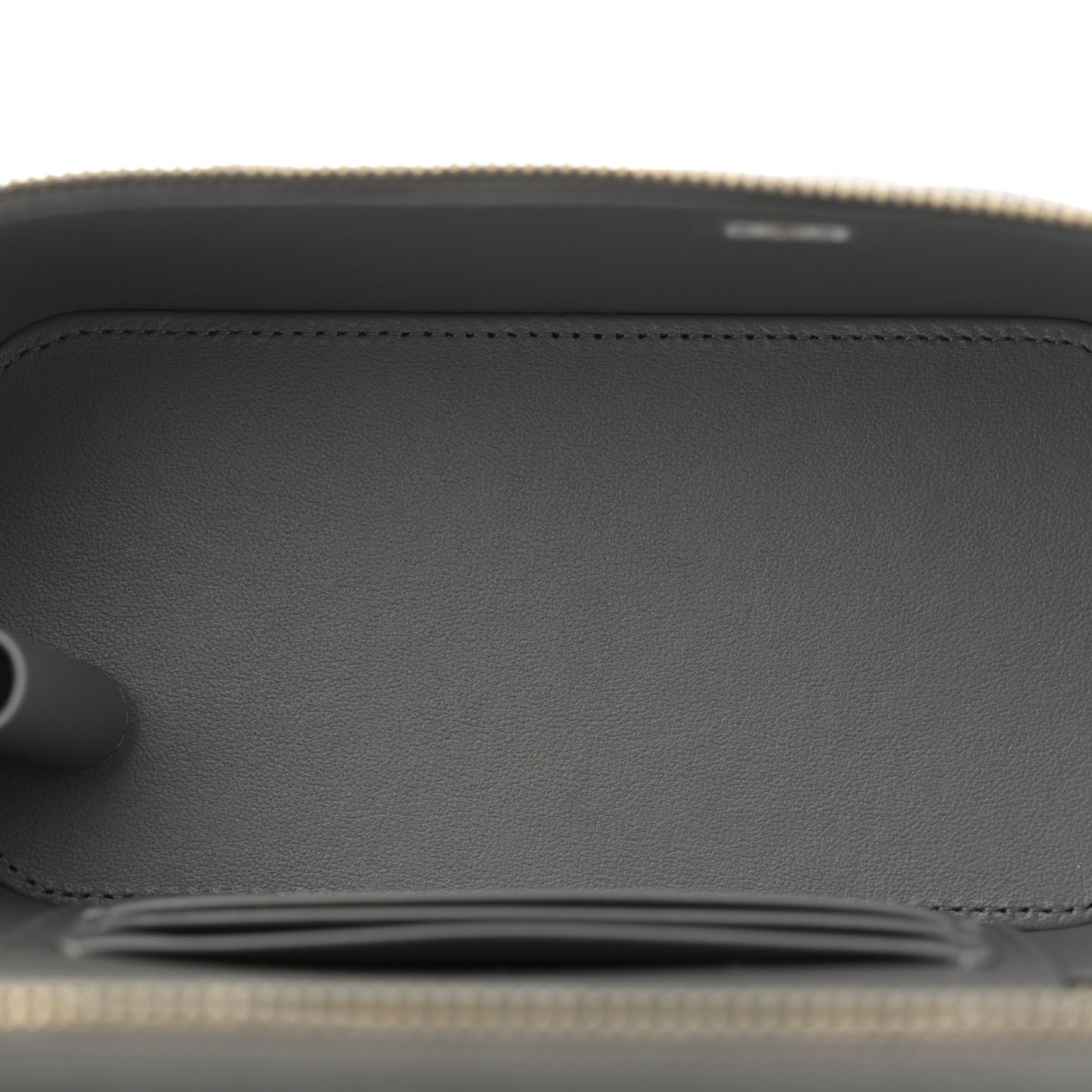 Lambskin Quilted Small Top Handle Vanity Case With Chain Dark Grey