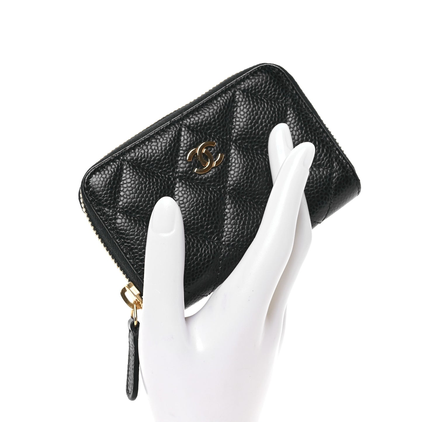 Caviar Quilted Zip Coin Purse Black