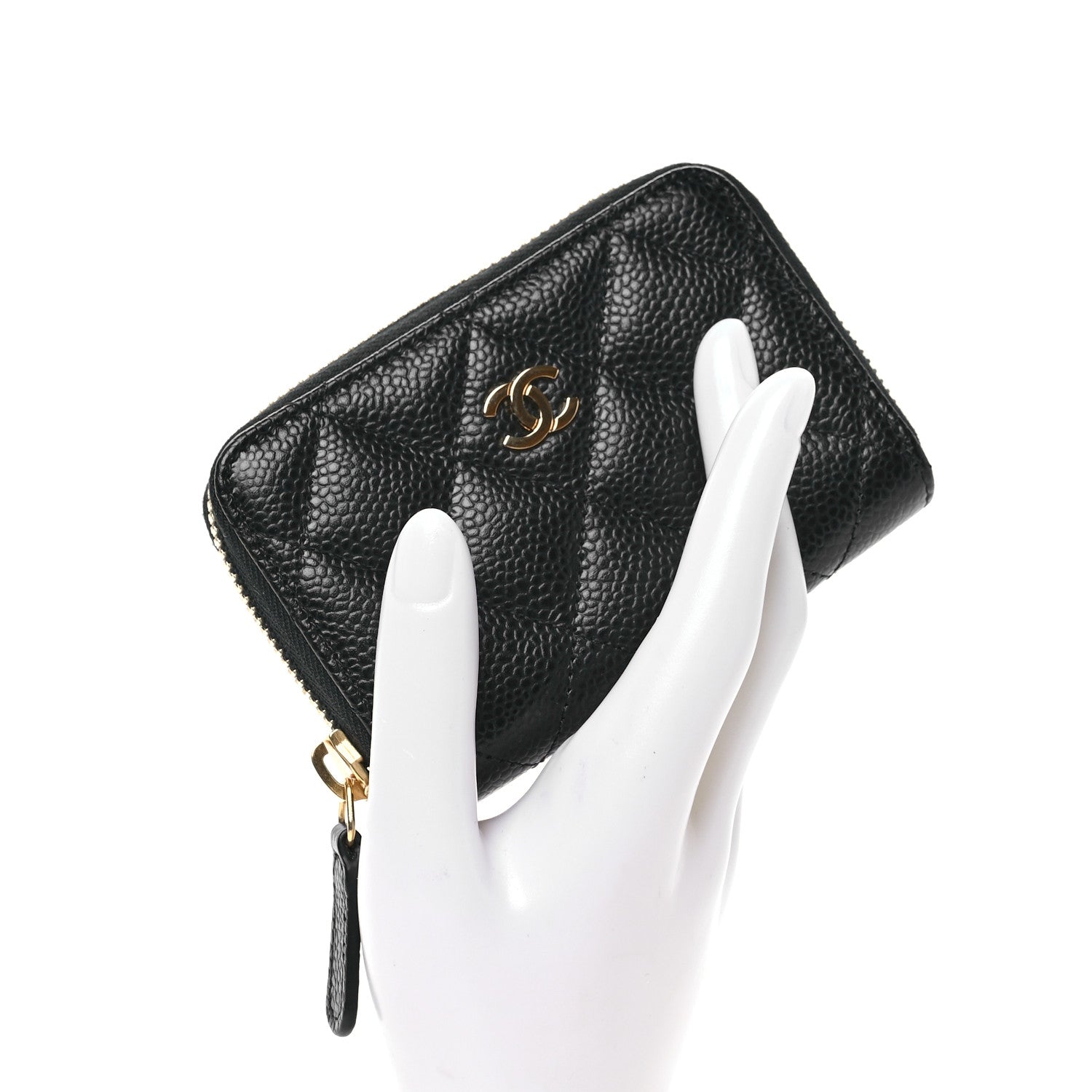 Chanel Caviar Quilted Zip Coin Purse Black 2 of 8