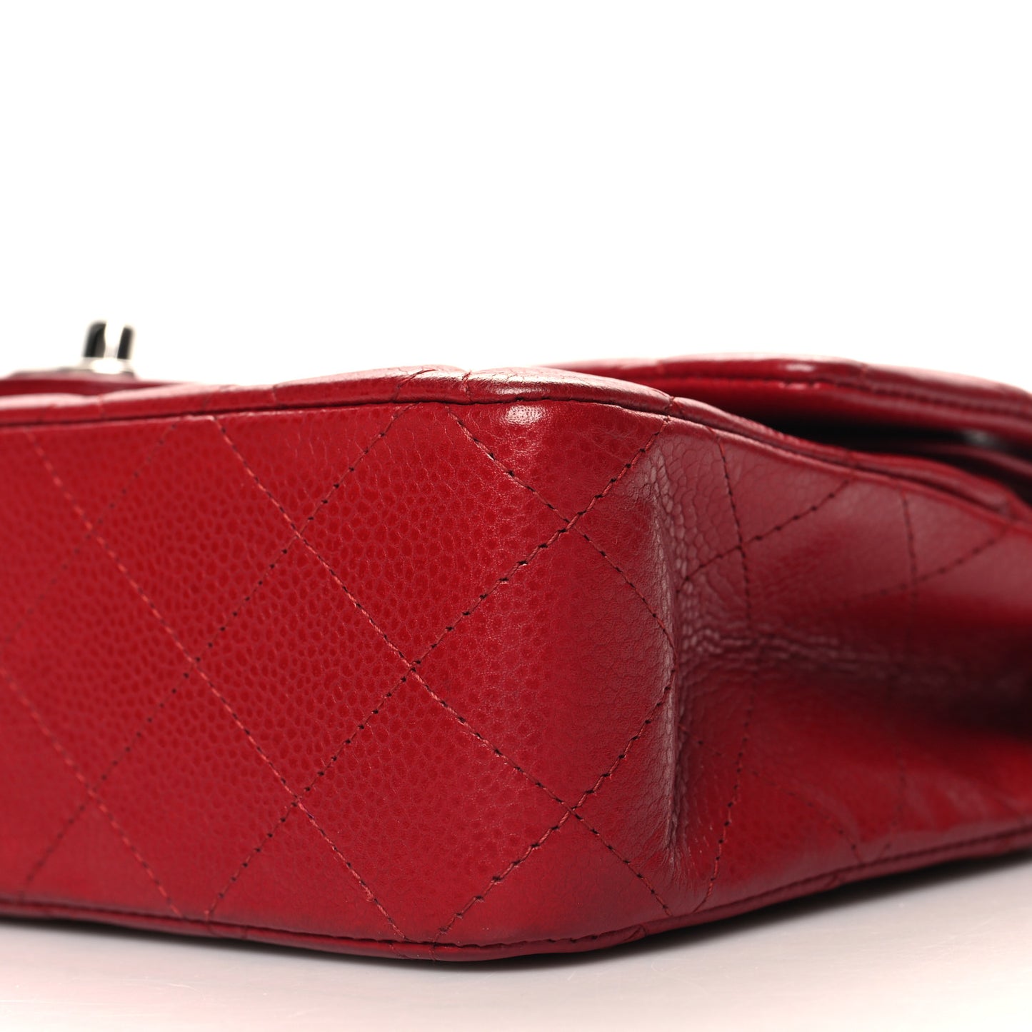 Caviar Quilted Medium Double Flap Dark Red