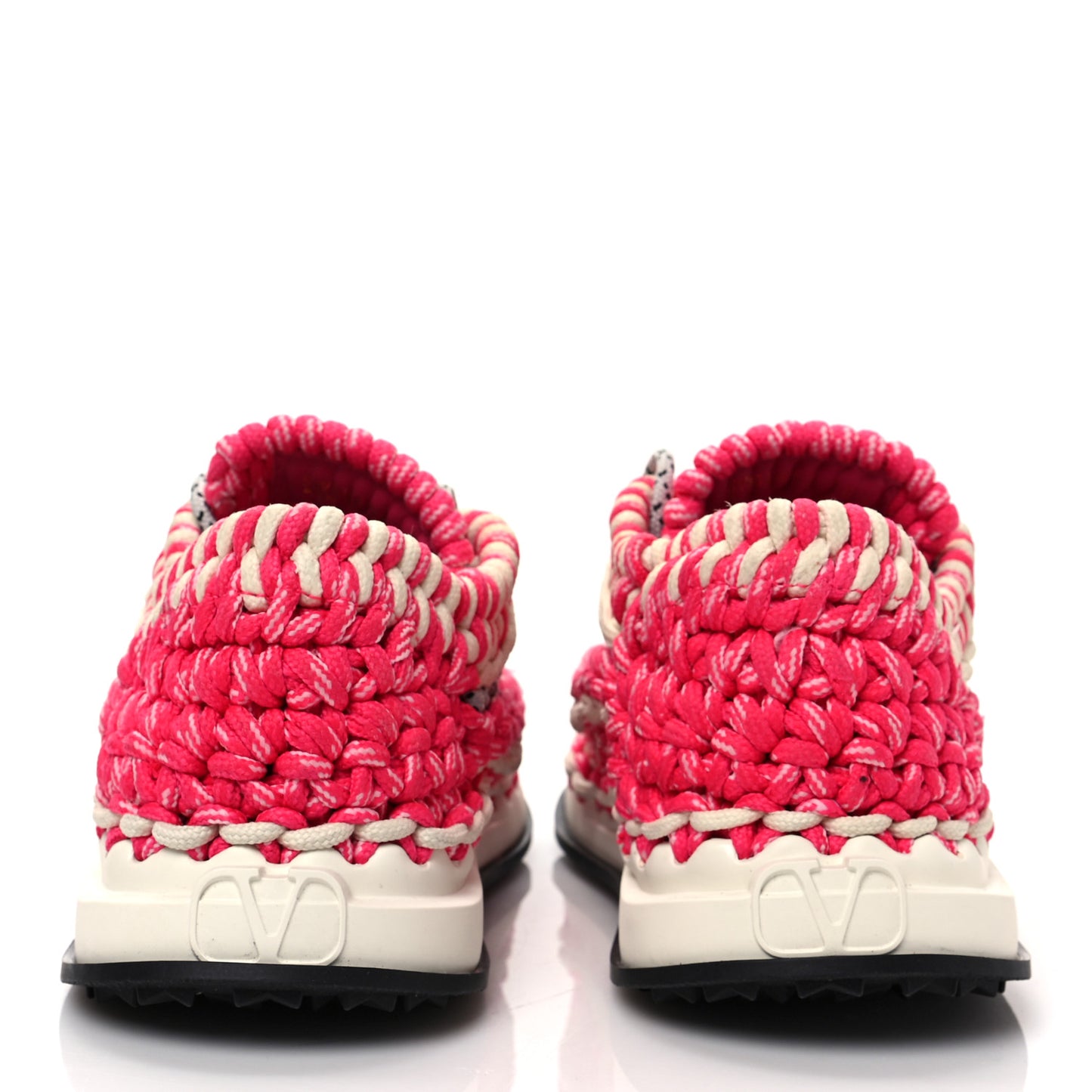 Fabric Crochet Womens Low Top Sneakers 36.5 Light Ivory Pink