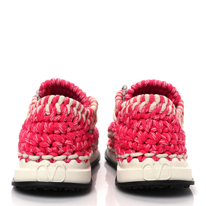 Valentino Garavani Fabric Crochet Womens Low Top Sneakers 36.5 Light Ivory Pink 5 of 9