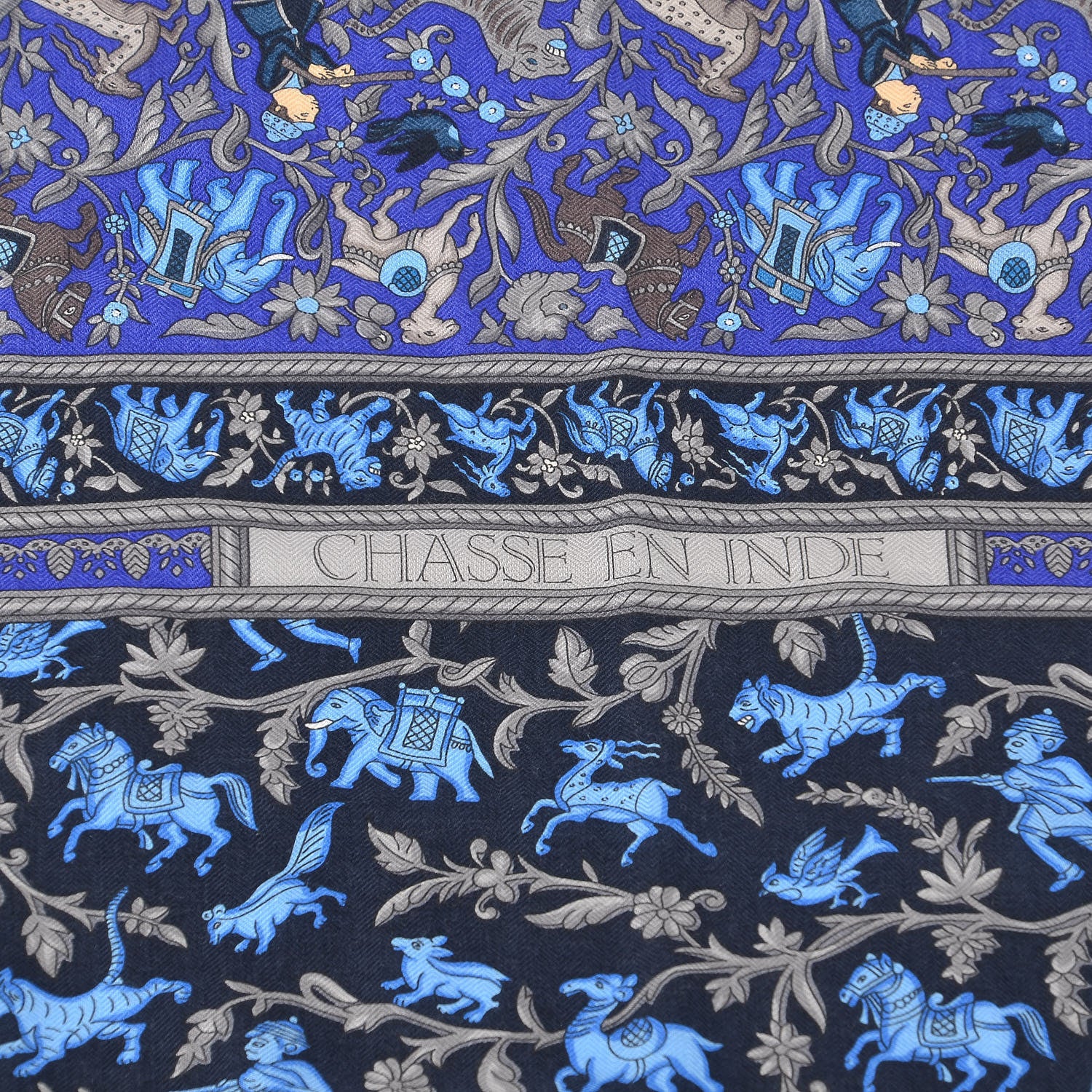 Hermes Cashmere Silk Chasse En Inde Shawl 140 4 of 5