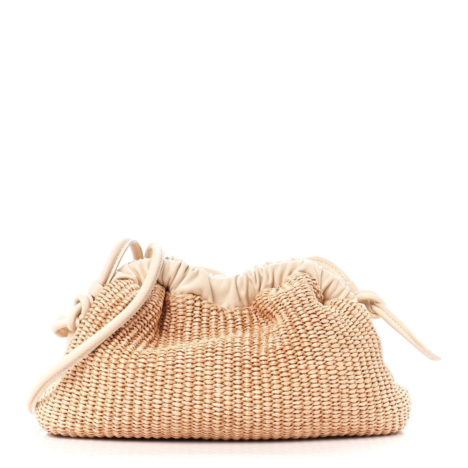 Mansur Gavriel Raffia Lambskin Woven Mini Cloud Clutch Natural Avorio 1 of 10