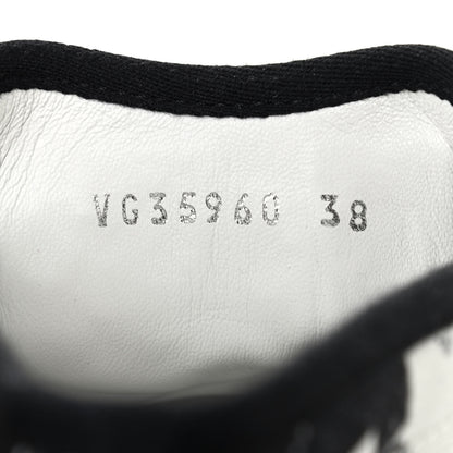 Chanel Printed Fabric High Top Logo Sneakers 38 White Black 8 of 10