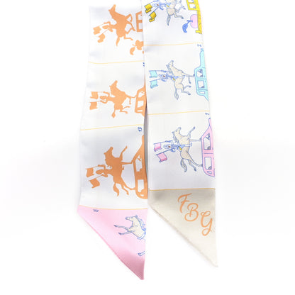 Hermes Silk Parade CG Twilly Gris Perle Vert Jaune 2 of 3