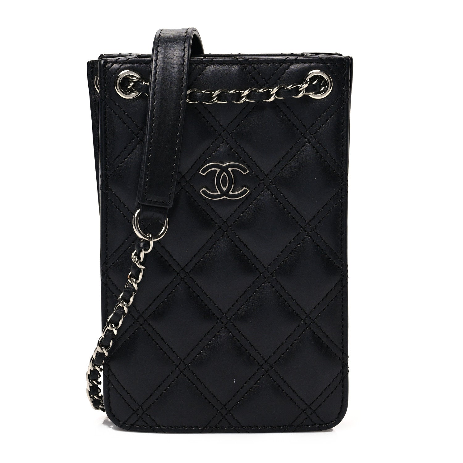 Chanel Calfskin Quilted Crossbody CC Phone Holder Black 1 of 8