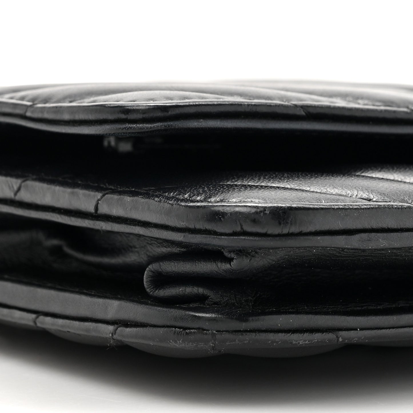 Aged Calfskin Chevron Quilted Reissue Wallet On Chain WOC So Black