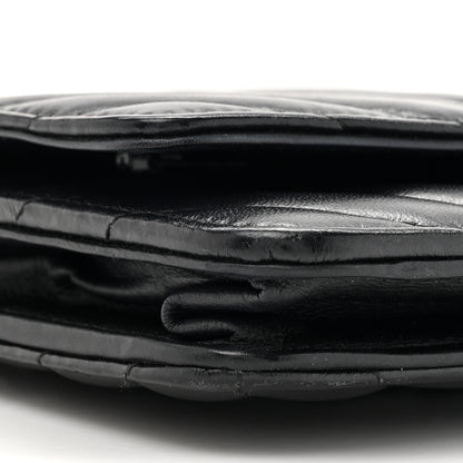 Chanel Aged Calfskin Chevron Quilted Reissue Wallet On Chain WOC So Black 11 of 17