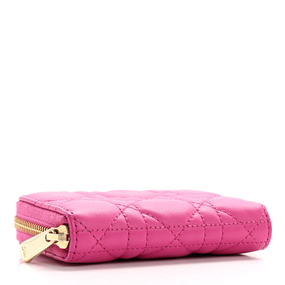 Christian Dior Lambskin Cannage Mini Lady Dior Zip Portemonnaie Rani Pink 4 of 8