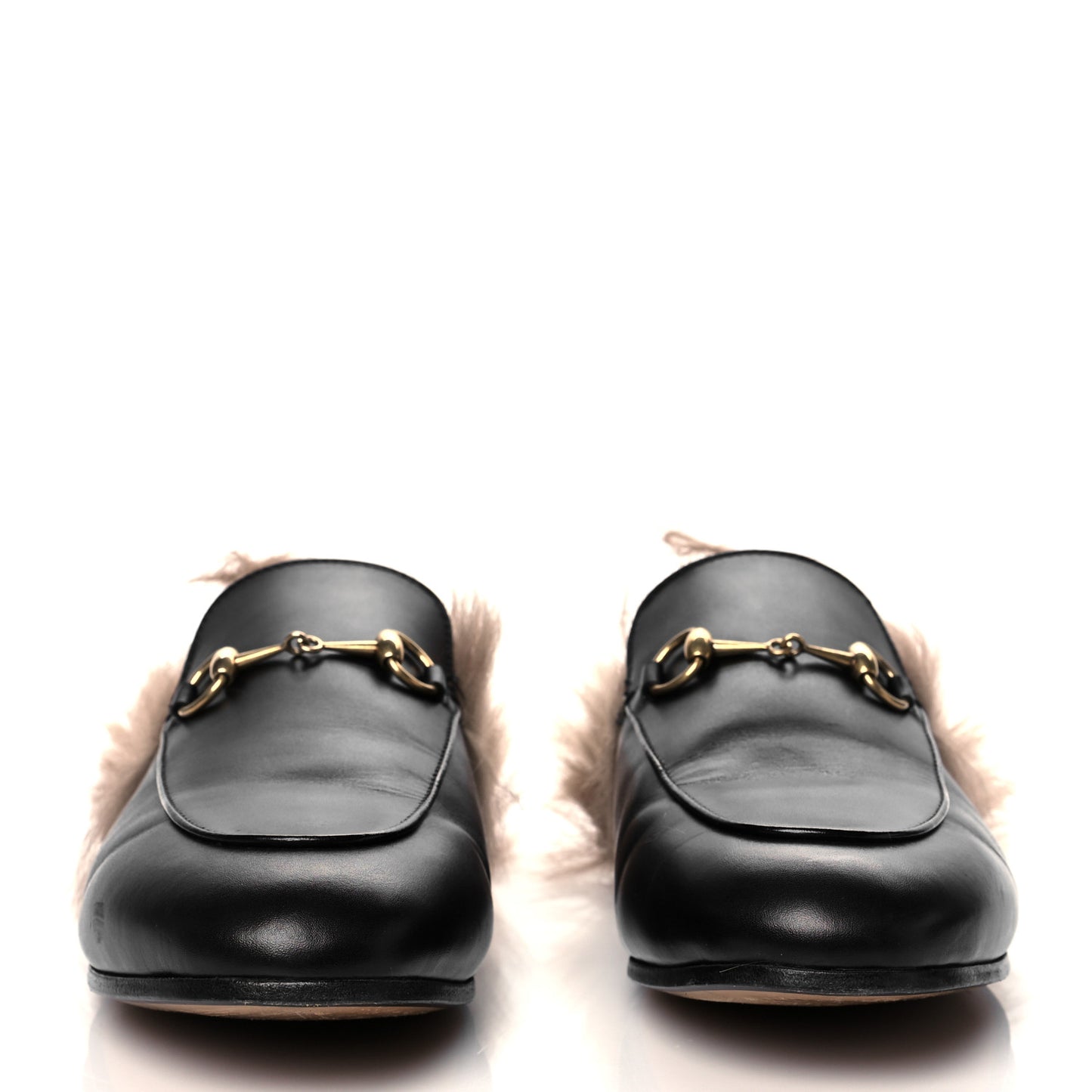 Calfskin Fur Womens Princetown Slippers 39.5 Black