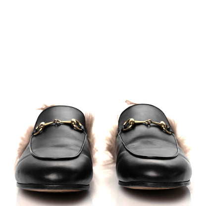 Gucci Calfskin Fur Womens Princetown Slippers 39.5 Black 2 of 10