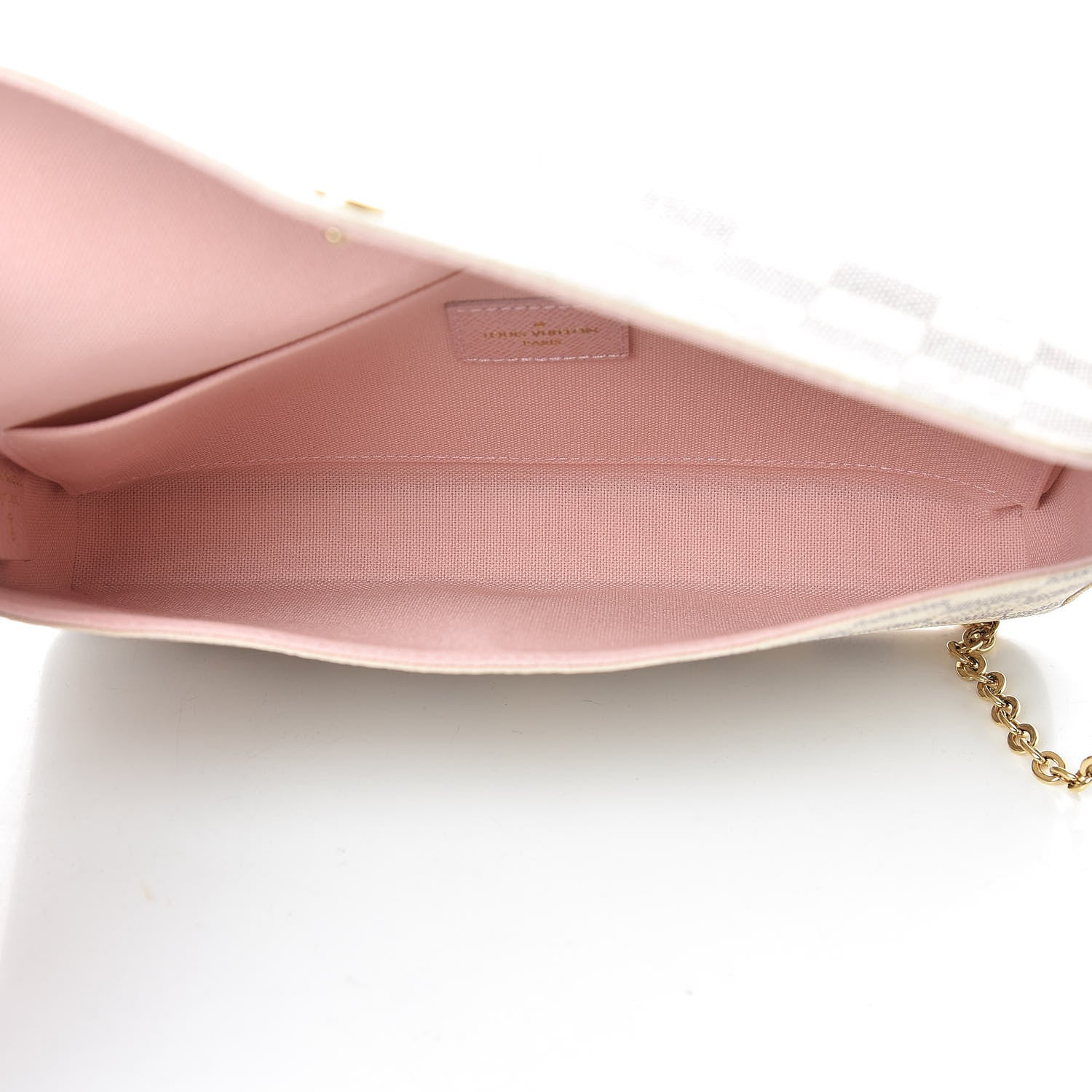 Louis Vuitton Damier Azur Pochette Felicie Chain Wallet Rose Ballerine 6 of 14