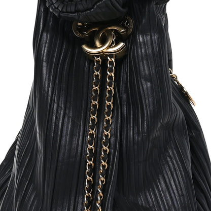 Chanel Iridescent Crumpled Calfskin Small Coco Pleats Backpack Black 8 of 10