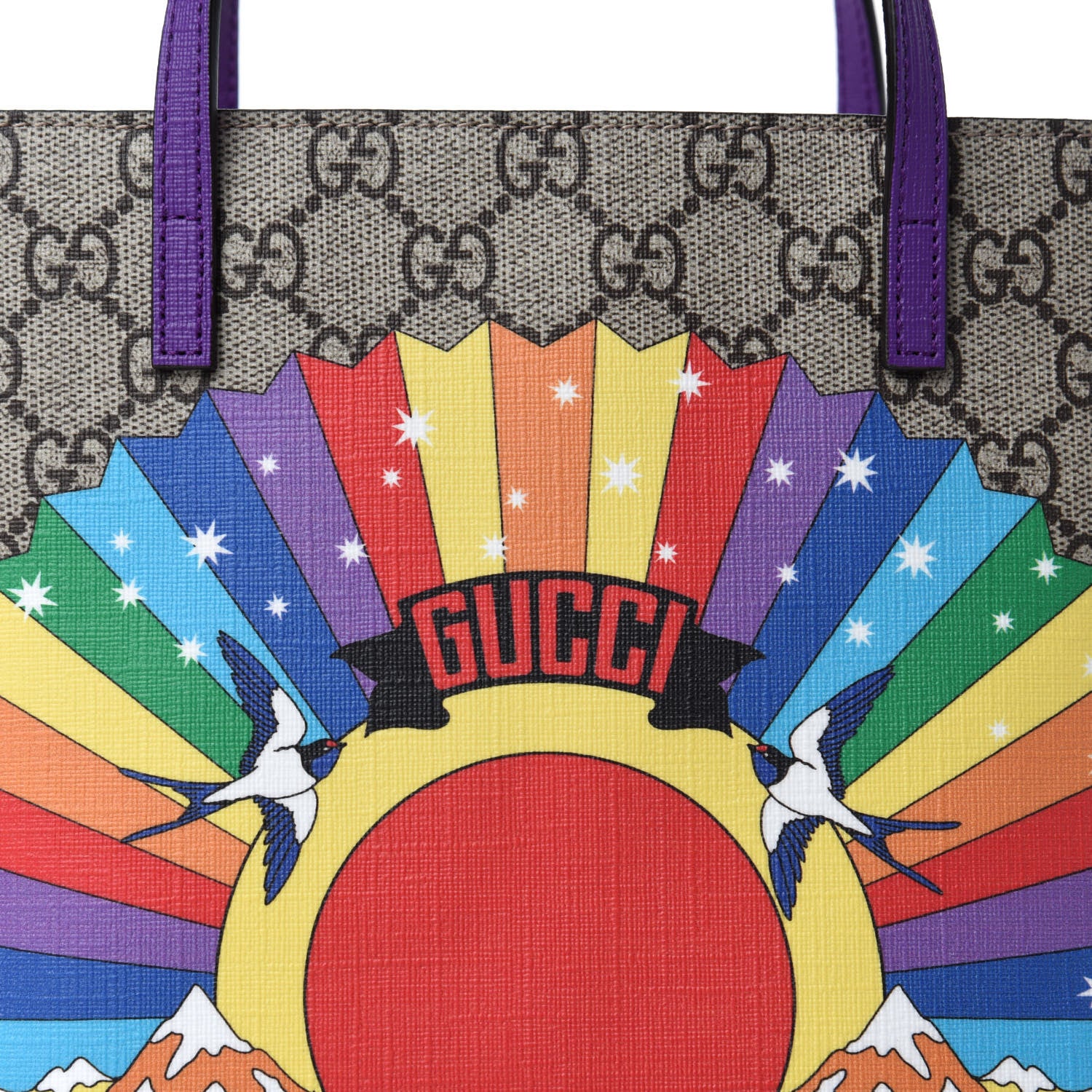 Gucci GG Supreme Monogram Childrens Rainbow Birds Tote 10 of 10