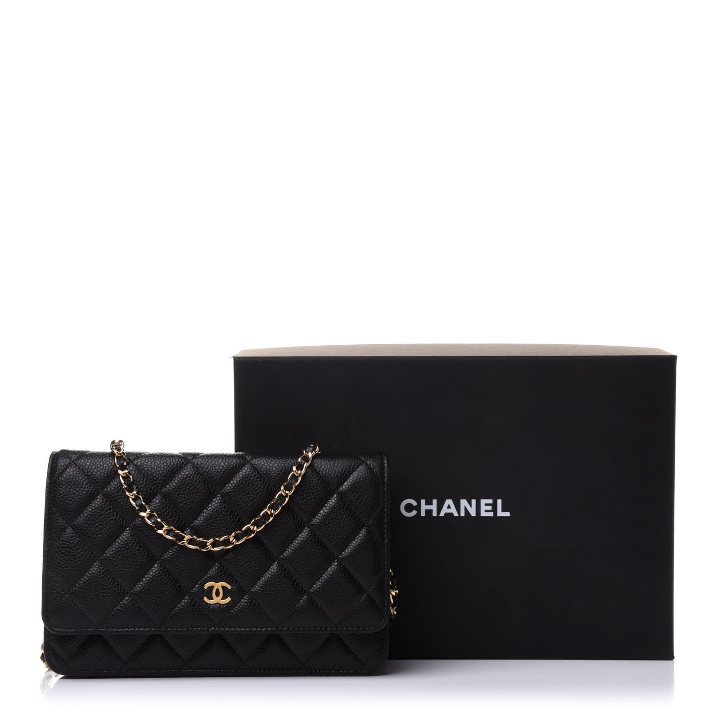 Caviar Quilted Wallet On Chain WOC Black