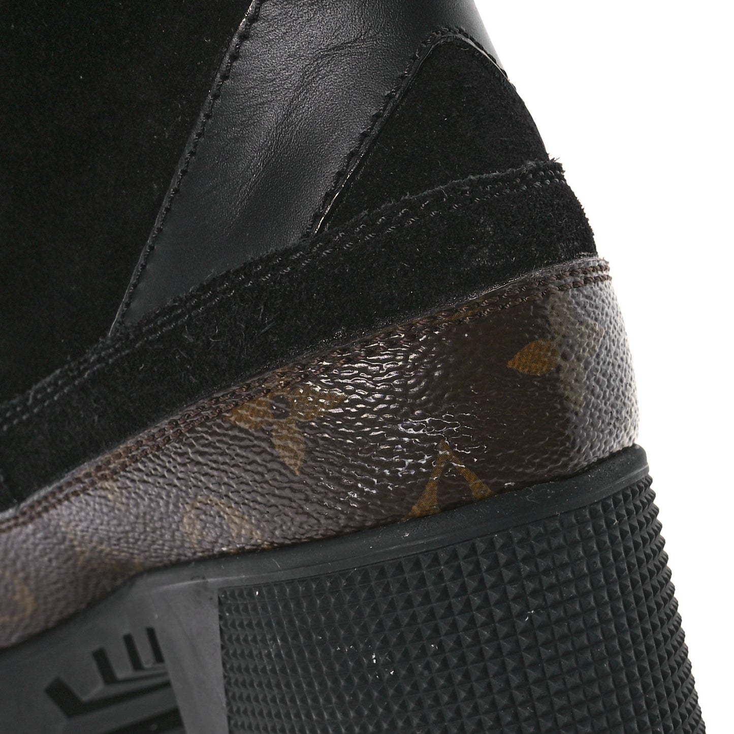Suede Calfskin Monogram Laureate Platform Desert Boots 37 Black