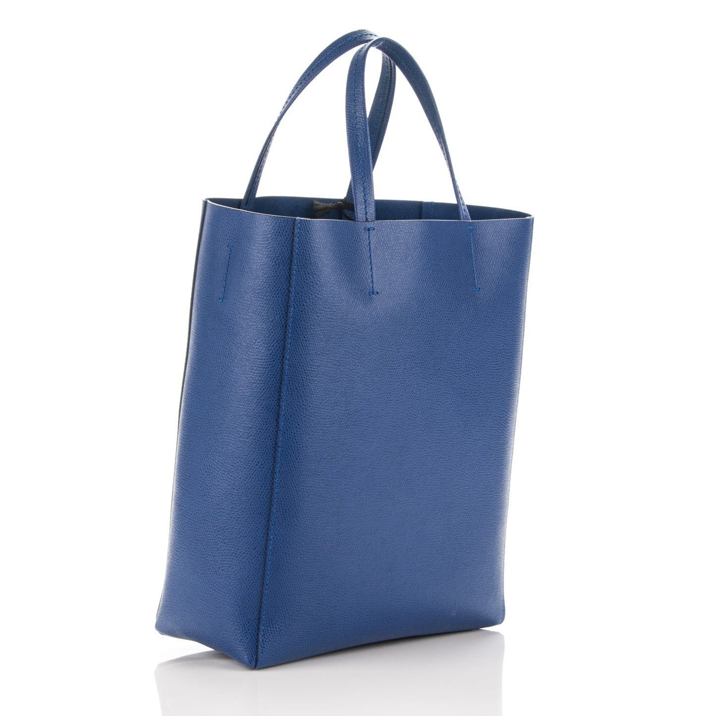 Grained Calfskin Small Vertical Cabas Indigo
