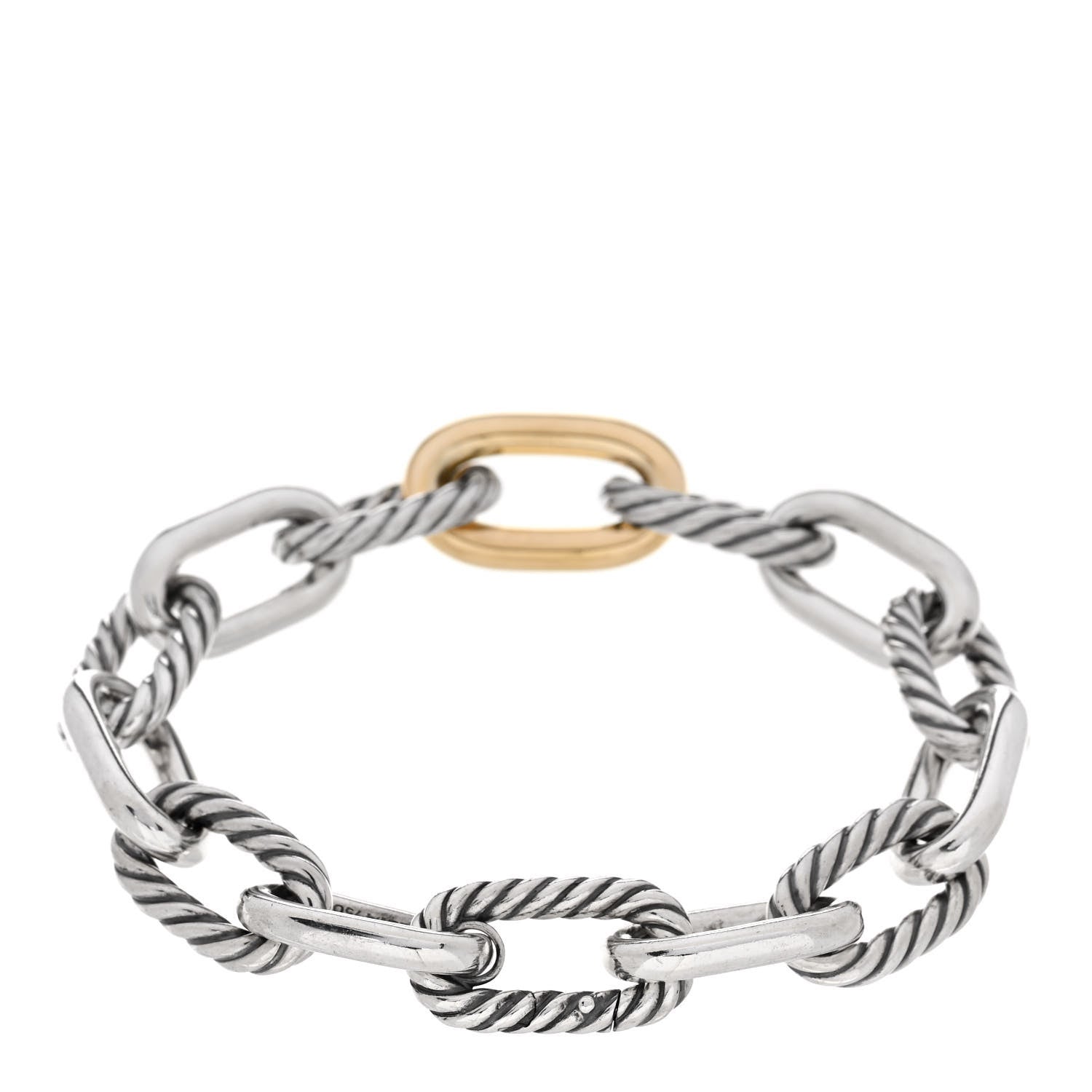 David Yurman Sterling Silver 18K Yellow Gold 13.5mm Madison Chain Bracelet 2 of 4