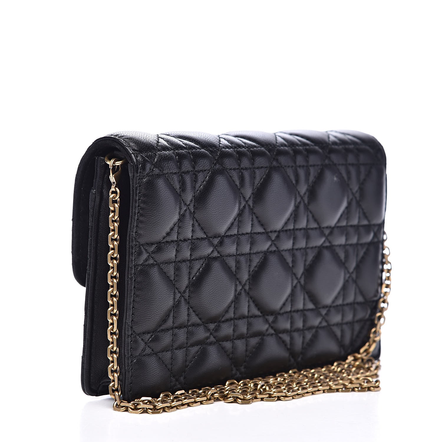 Christian Dior Lambskin Cannage Dioraddict Wallet on Chain Clutch Black 3 of 10
