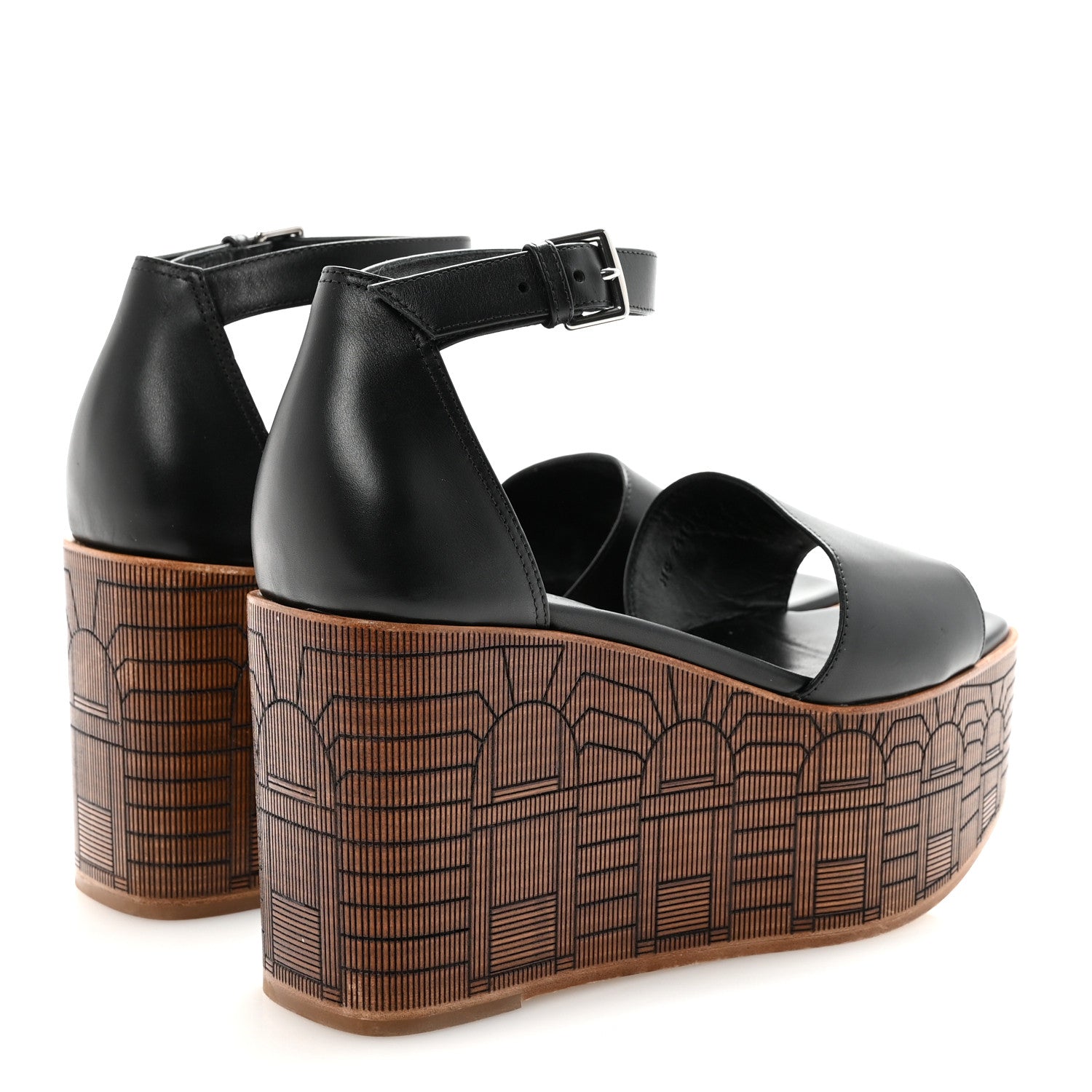 Hermes Calfskin Illusion 35 Sandals 37 Black 5 of 9