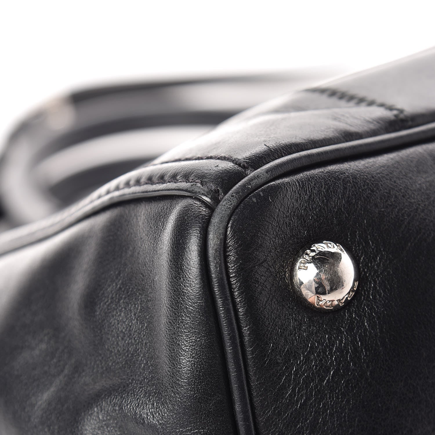 Prada Nappa Vertical Stitched Tote Black 13 of 17