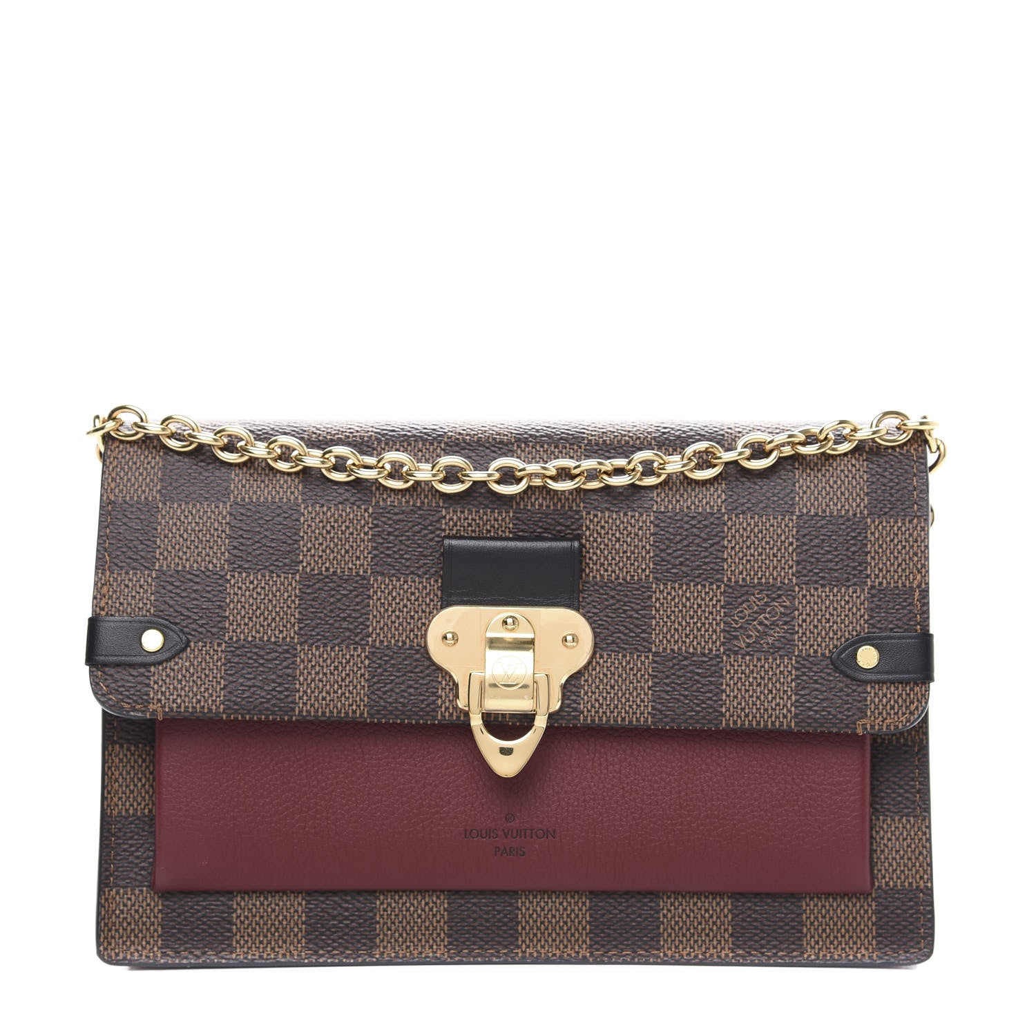 Louis Vuitton Damier Ebene Vavin Chain Wallet Red 1 of 10