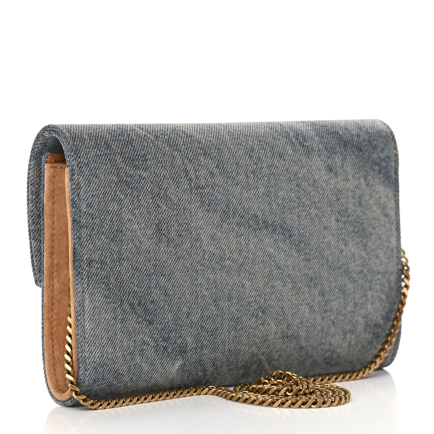 Saint Laurent Denim Monogram Chain Wallet Rodeo Blue Cinnamon 3 of 11