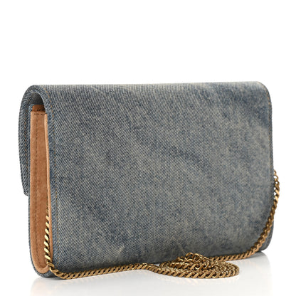 Saint Laurent Denim Monogram Chain Wallet Rodeo Blue Cinnamon 3 of 11