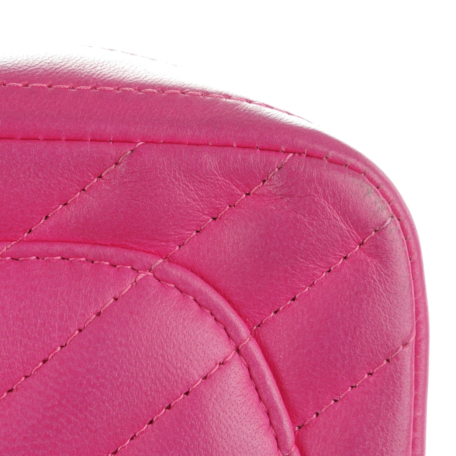 Chanel Lambskin Chevron Quilted Mini Square Flap Fuchsia 9 of 9