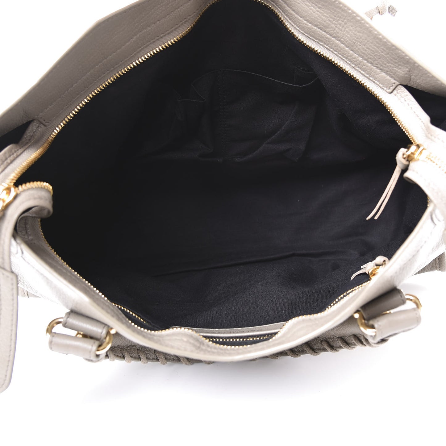 Chevre Gold Metallic Edge Hardware City Gris Taupe