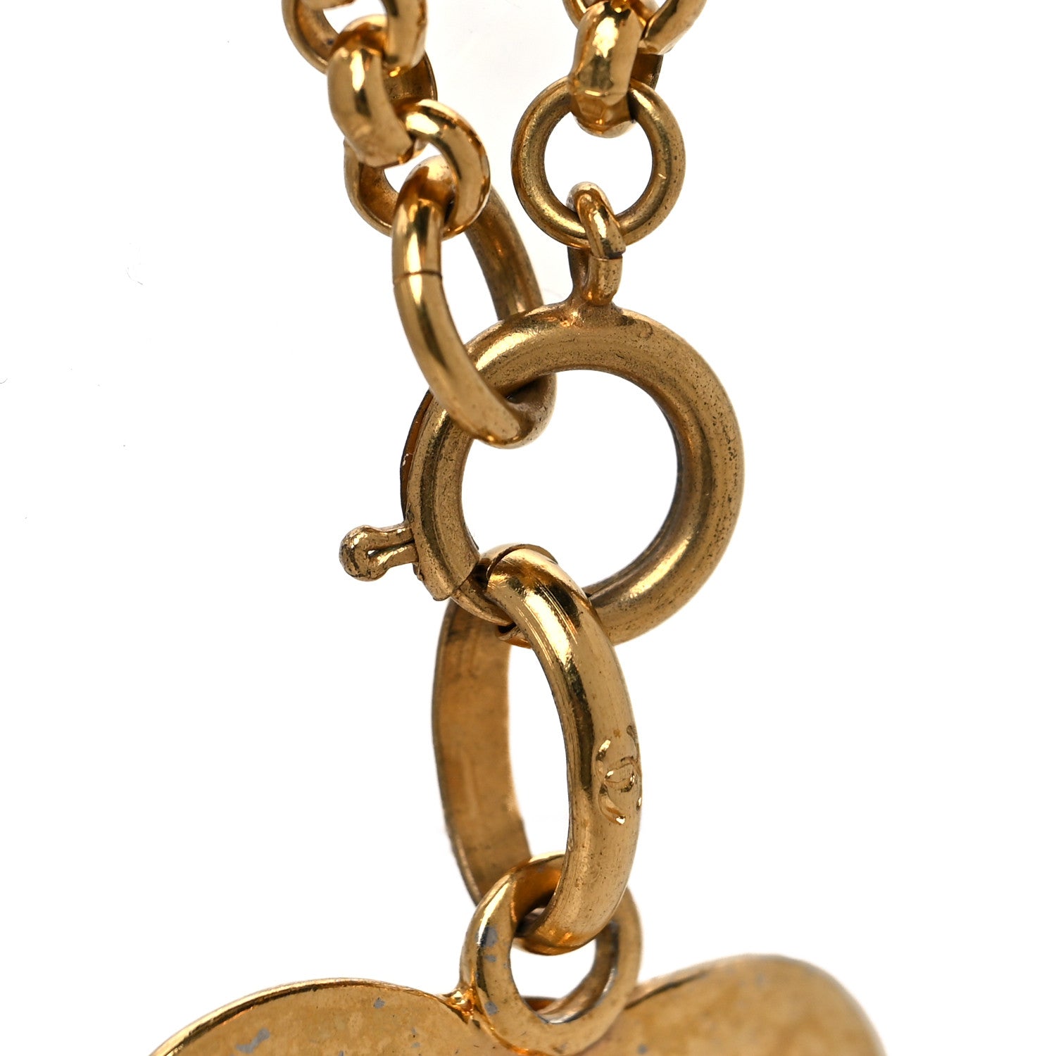 Chanel CC Heart Chain Pendant Necklace Gold 4 of 5
