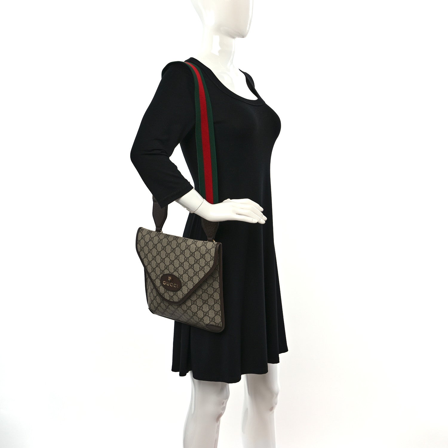 Gucci GG Supreme Monogram Web Medium Neo Vintage Flap Messenger Bag Beige New Acero 2 of 10