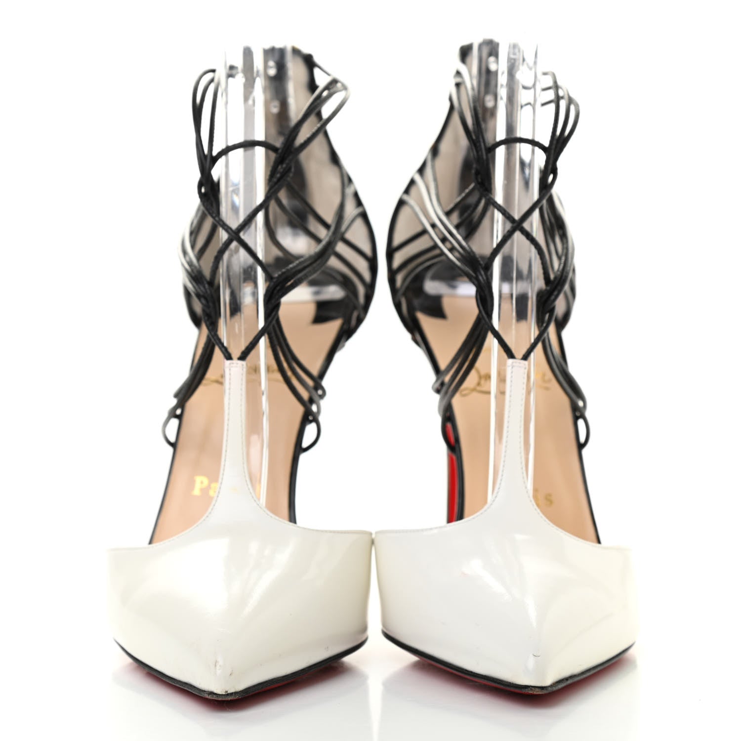 Christian Louboutin Jazz Calf Kid Patent Leopard Confusa 100 Pumps 38 White Black 2 of 11