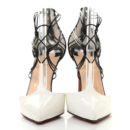 Christian Louboutin Jazz Calf Kid Patent Leopard Confusa 100 Pumps 38 White Black 2 of 11