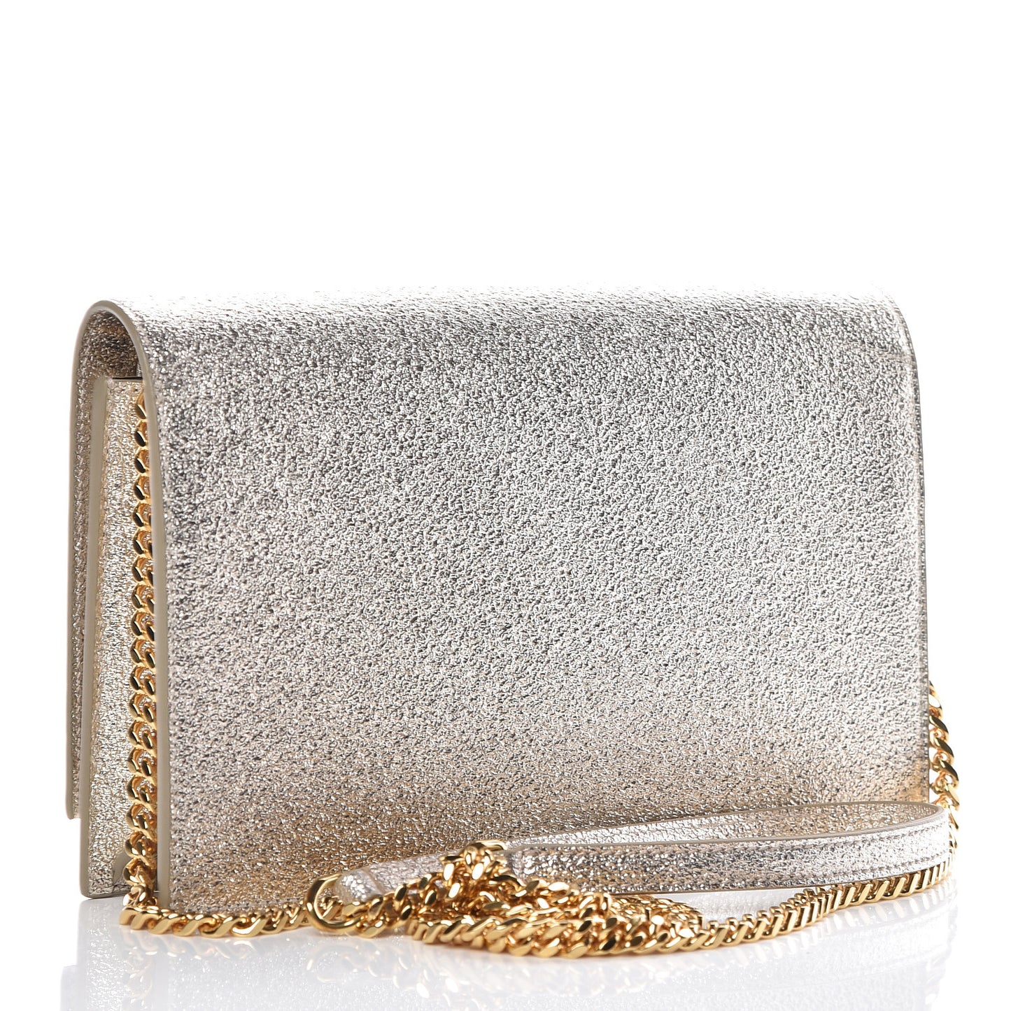 Metallic Calfskin Classic Monogram Kate Tassel Chain Wallet Platine