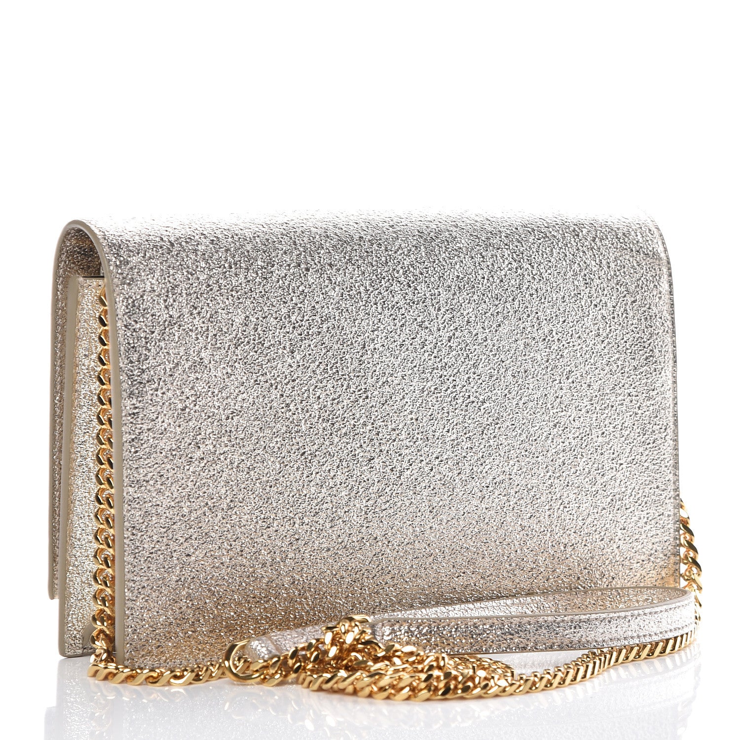 Saint Laurent Metallic Calfskin Classic Monogram Kate Tassel Chain Wallet Platine 3 of 11