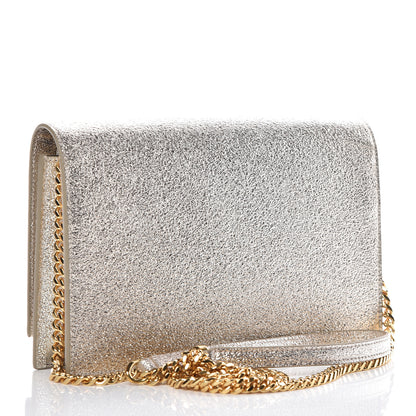 Saint Laurent Metallic Calfskin Classic Monogram Kate Tassel Chain Wallet Platine 3 of 11