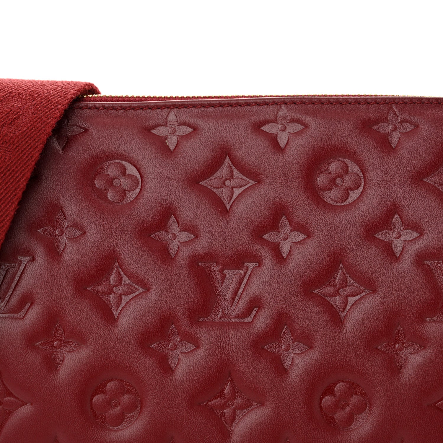 Louis Vuitton Lambskin Embossed Monogram Coussin PM Wine 7 of 9
