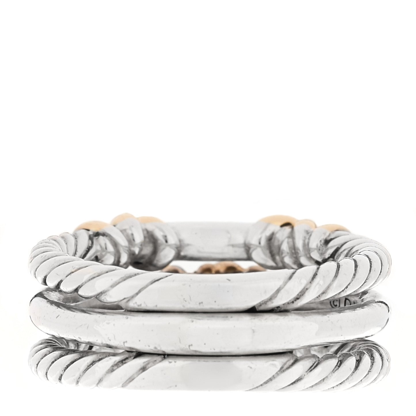 Sterling Silver 18K Yellow Gold Diamond Petite Helena Wrap Three Row Ring 54 7