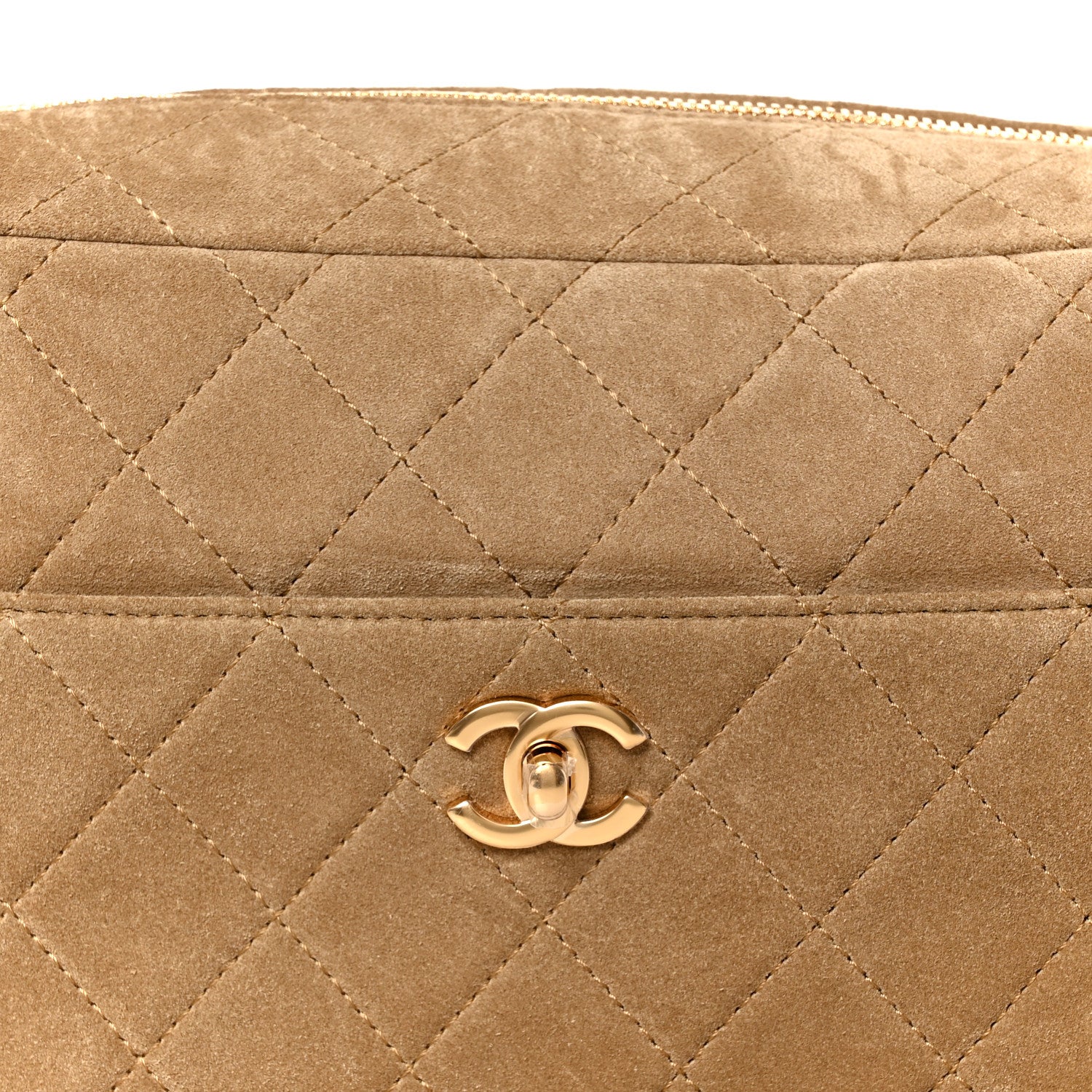 Chanel Suede Quilted Camerissimo Camera Case Dark Beige 8 of 11