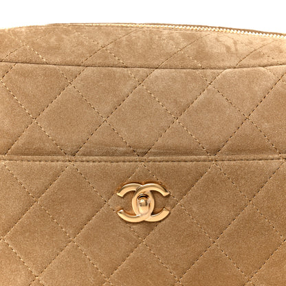 Chanel Suede Quilted Camerissimo Camera Case Dark Beige 8 of 11