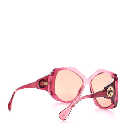 Gucci Acetate Round Sunglasses GG0875S Burgundy Orange 4 of 7